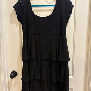 Tiana B. Black Tiered Lace Dress